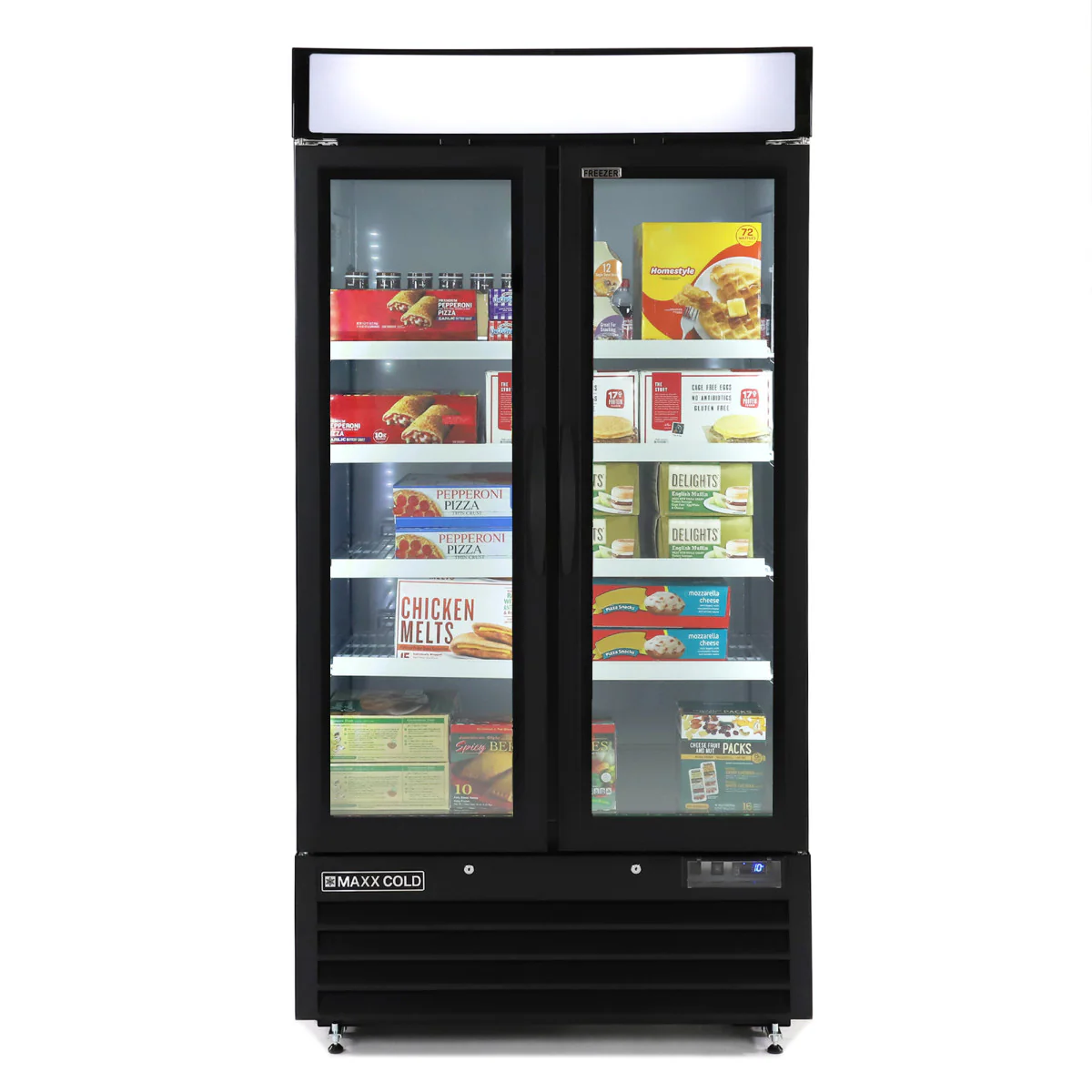 Maxx Cold Glass Door Narrow Width Merchandiser Freezer, Double Door - Image 3