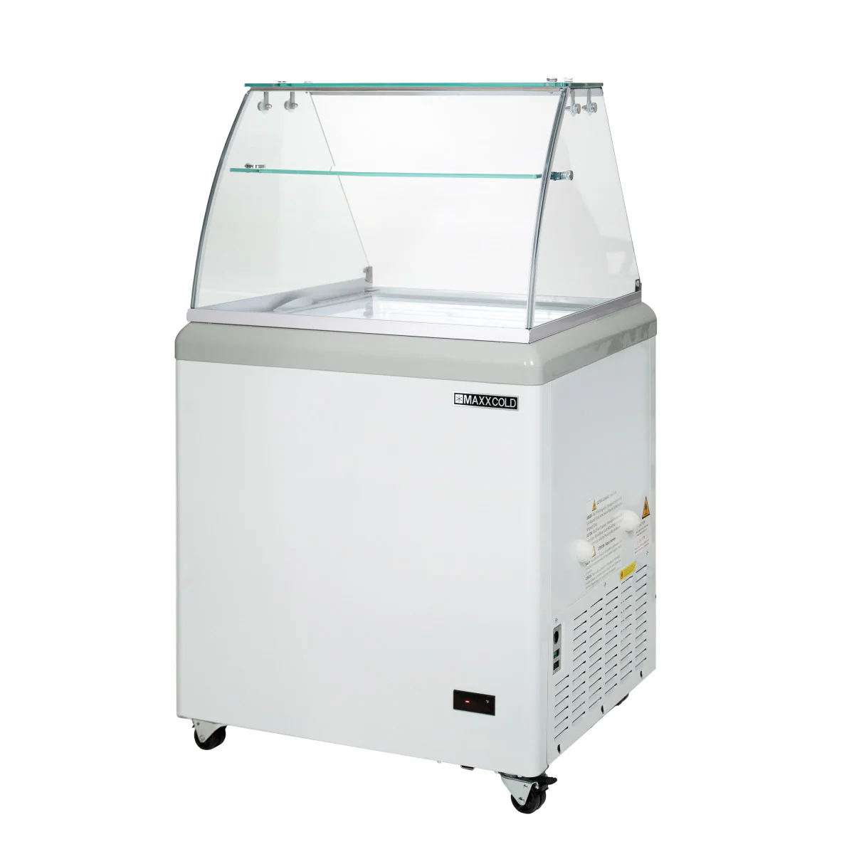 Maxx Cold X-Series Ice Cream Dipping Cabinet Freezer with Curved Glass Sneeze Guard