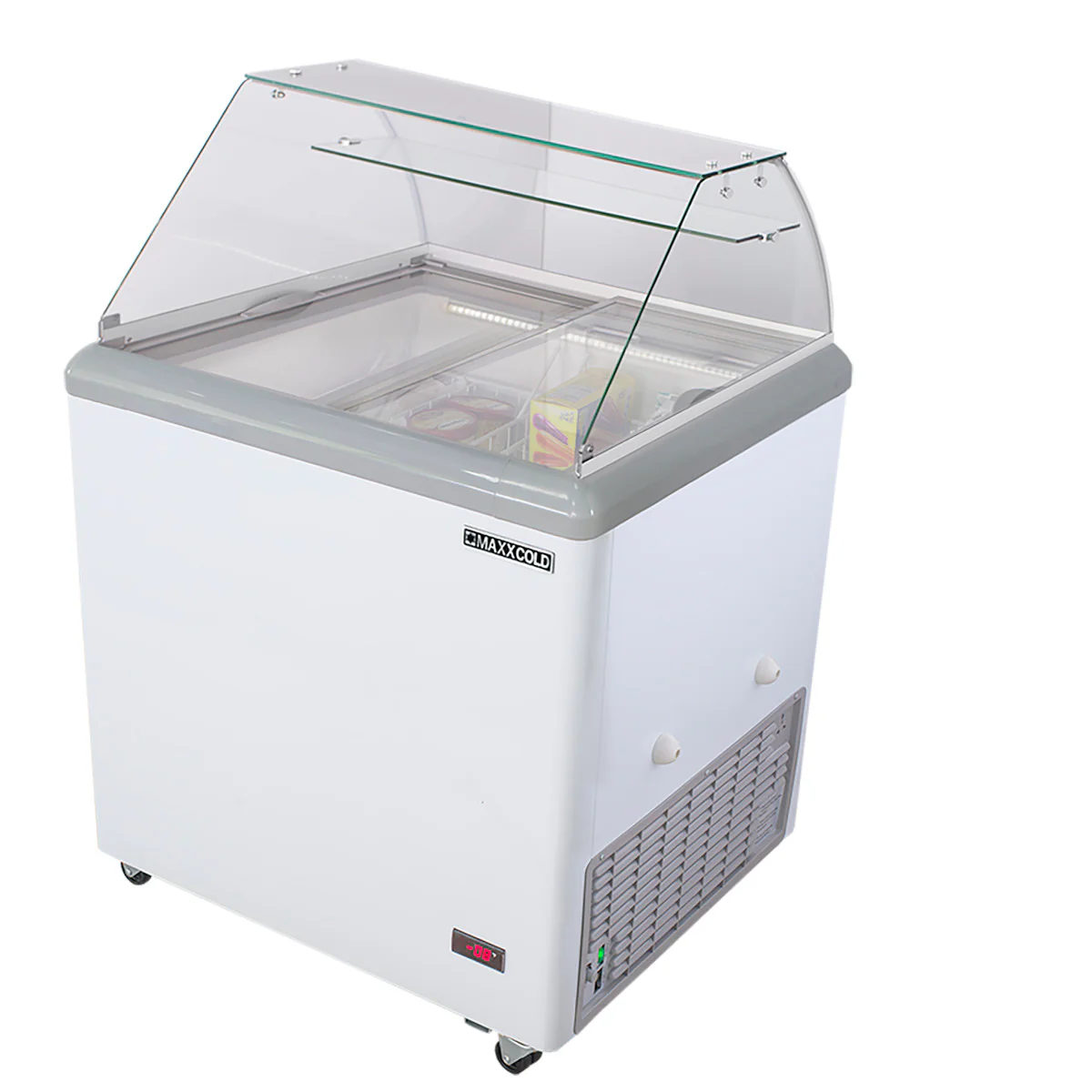Maxx Cold X-Series Ice Cream Dipping Cabinet Freezer with Curved Glass Sneeze Guard - Image 4
