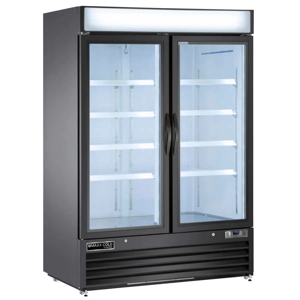 Maxx Cold V-Series Double Glass Door Merchandiser Refrigerator