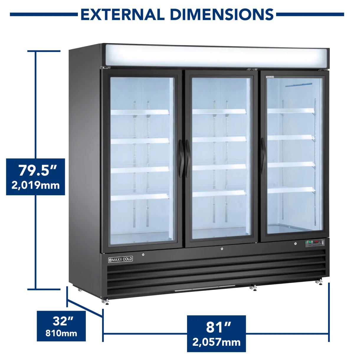 Maxx Cold Triple Glass Door Merchandiser Freezer - Image 3