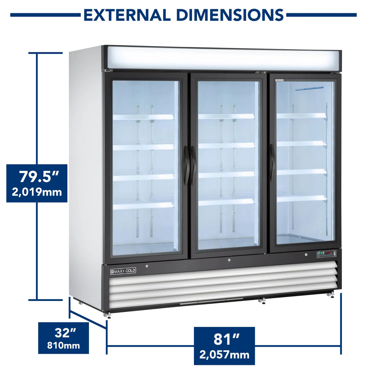 Maxx Cold X-Series Triple Glass Door Merchandiser Freezer - Image 3