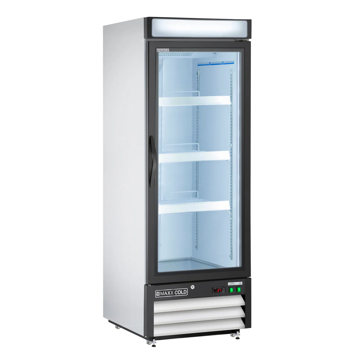 Maxx Cold 25" Glass Door Merchandiser Refrigerator, Free Standing, 16 Cu. Ft.