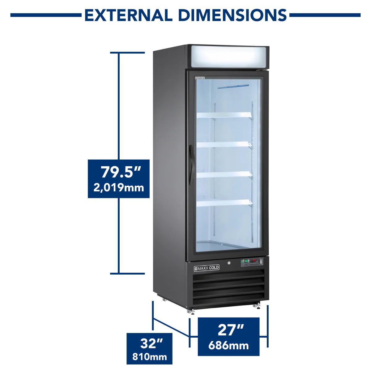 Maxx Cold 27" Merchandiser Refrigerator, Free Standing, 23 Cu. Ft - Image 3