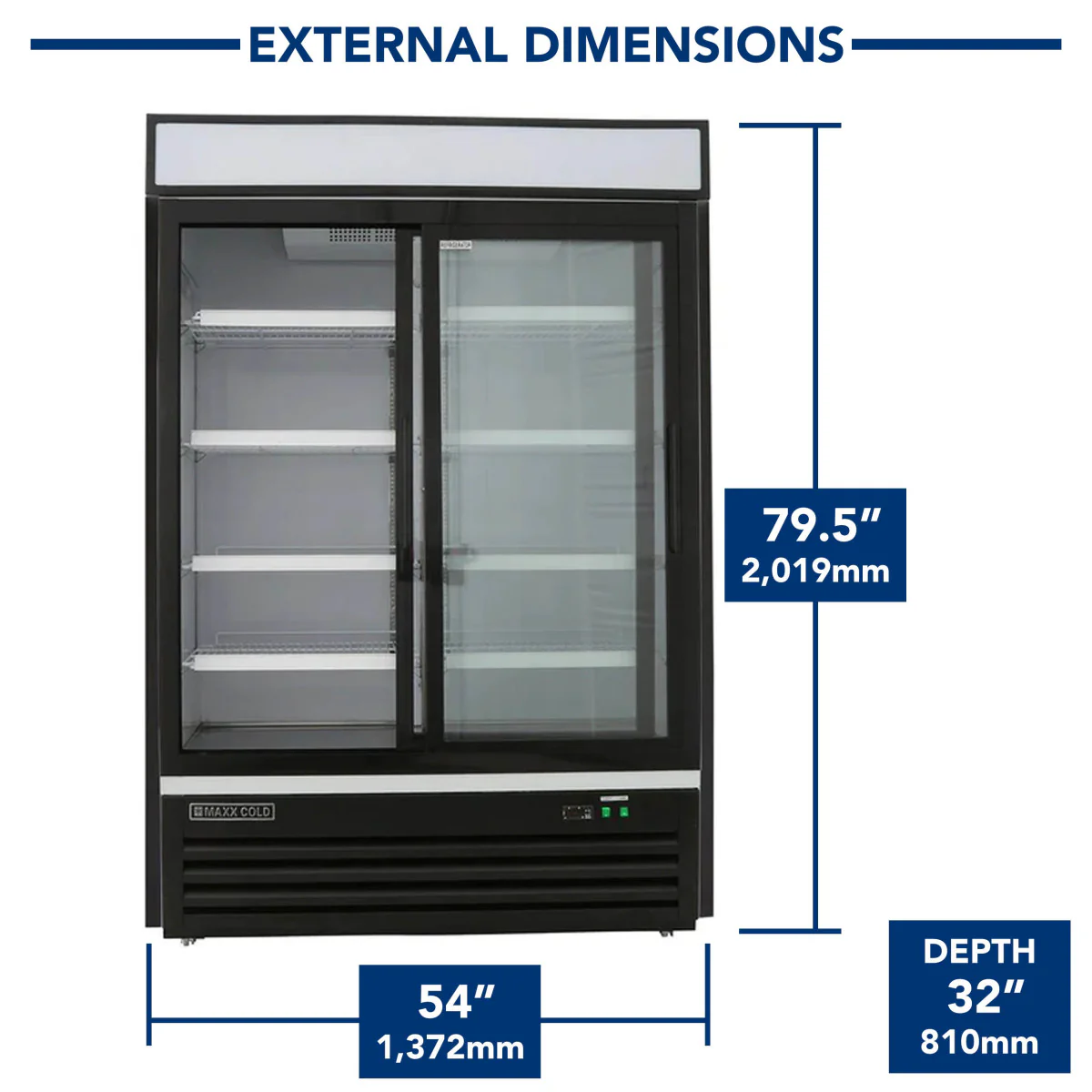 Maxx Cold Double Sliding Glass Door Merchandiser Cooler Refrigerator - Image 3