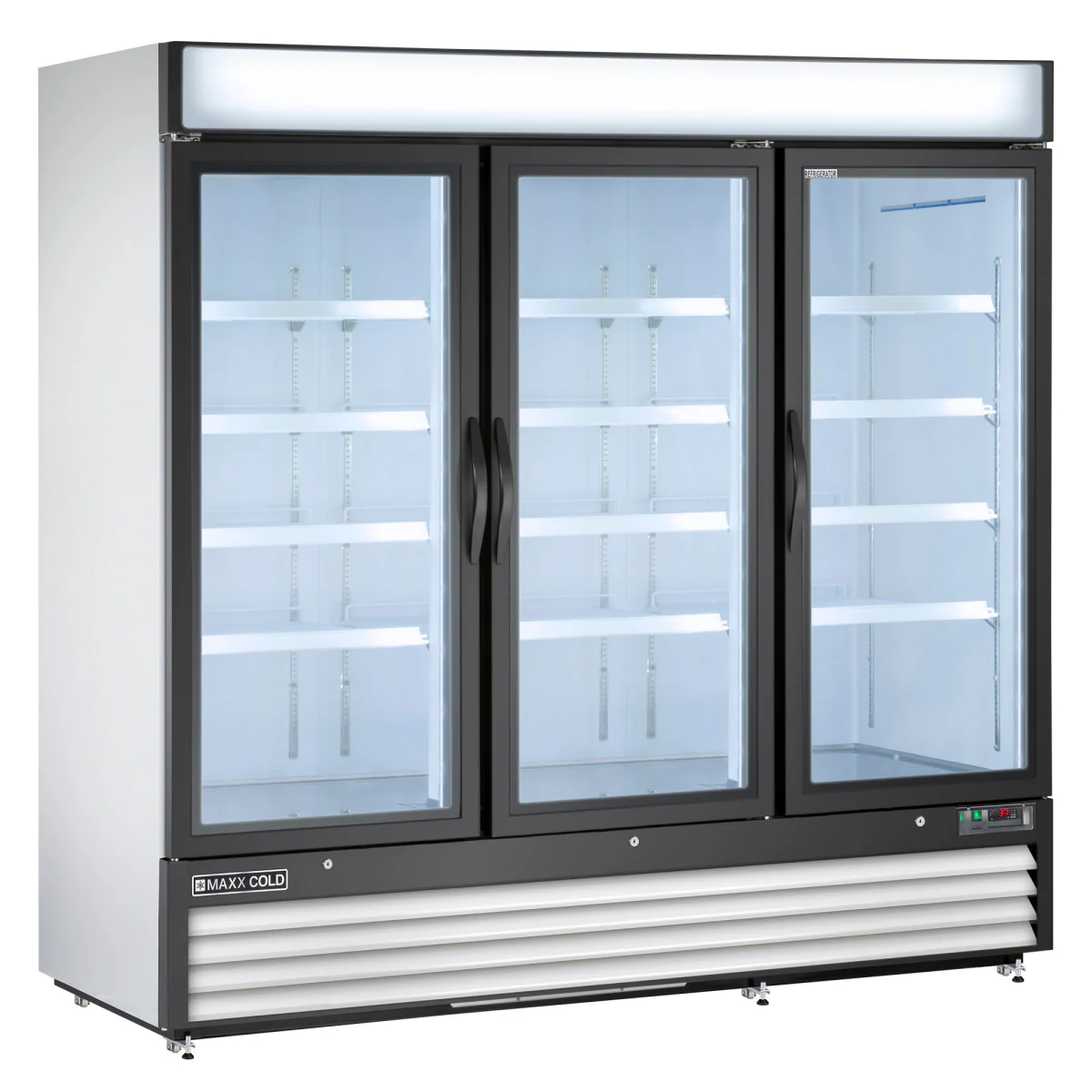 Maxx Cold Triple Swing Glass Door Merchandiser Refrigerator