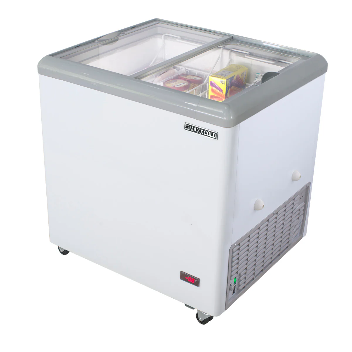 Maxx Cold X-Series Sliding Glass Top Mobile Ice Cream Display Freezer - Image 3