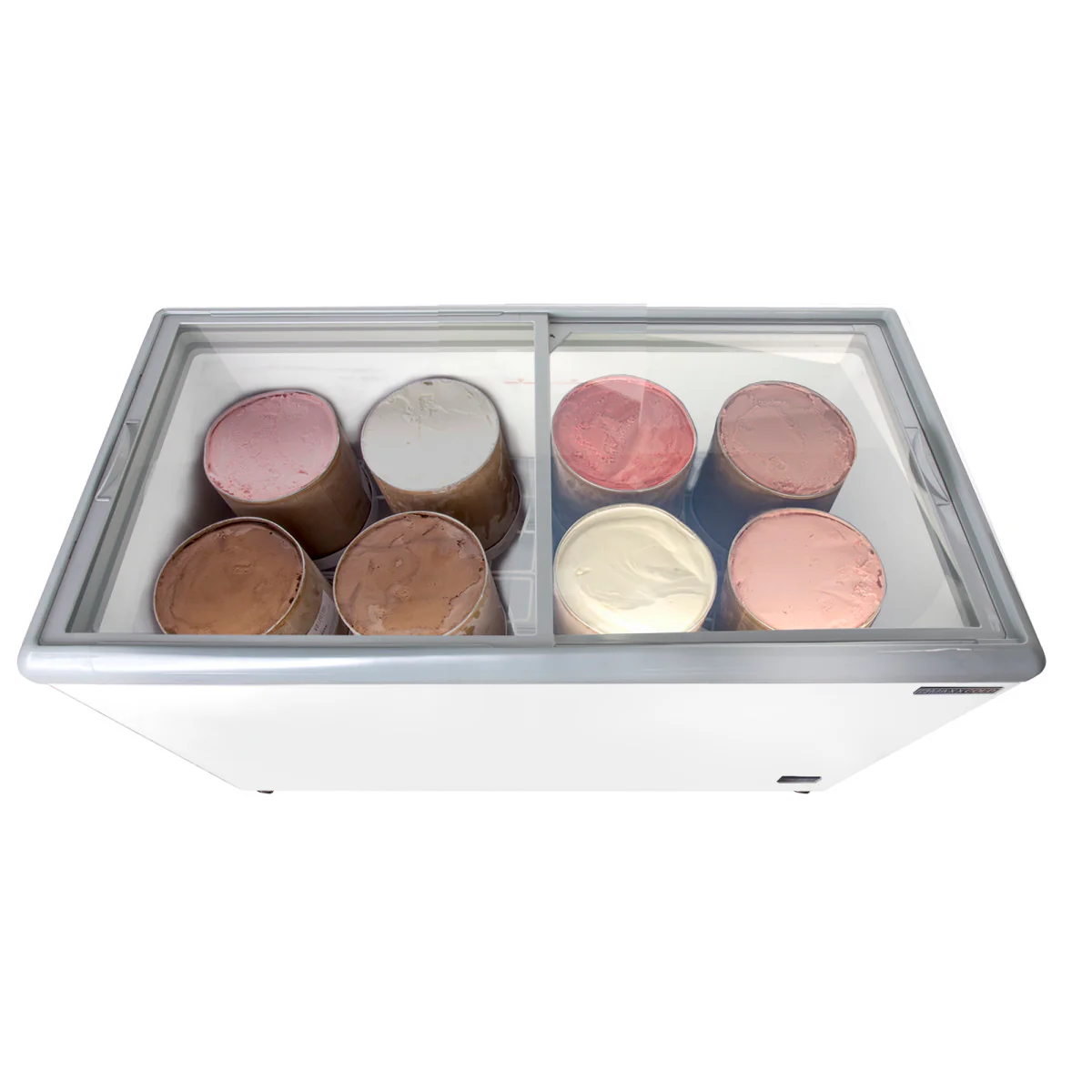Maxx Cold X-Series Sliding Glass Top Mobile Ice Cream Display Freezer - Image 3