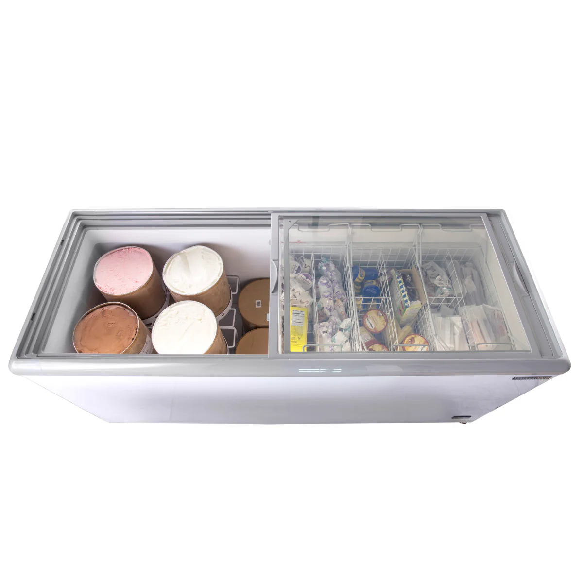 Maxx Cold X-Series Sliding Glass Top Mobile Ice Cream Display Freezer - Image 4