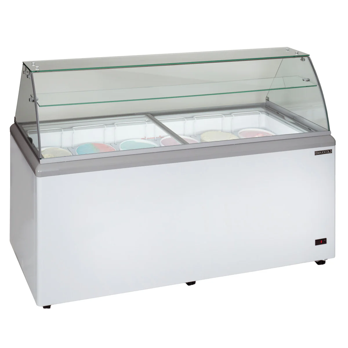 Maxx Cold X-Series Ice Cream Dipping Cabinet Freezer with Curved Glass Sneeze Guard - Image 6