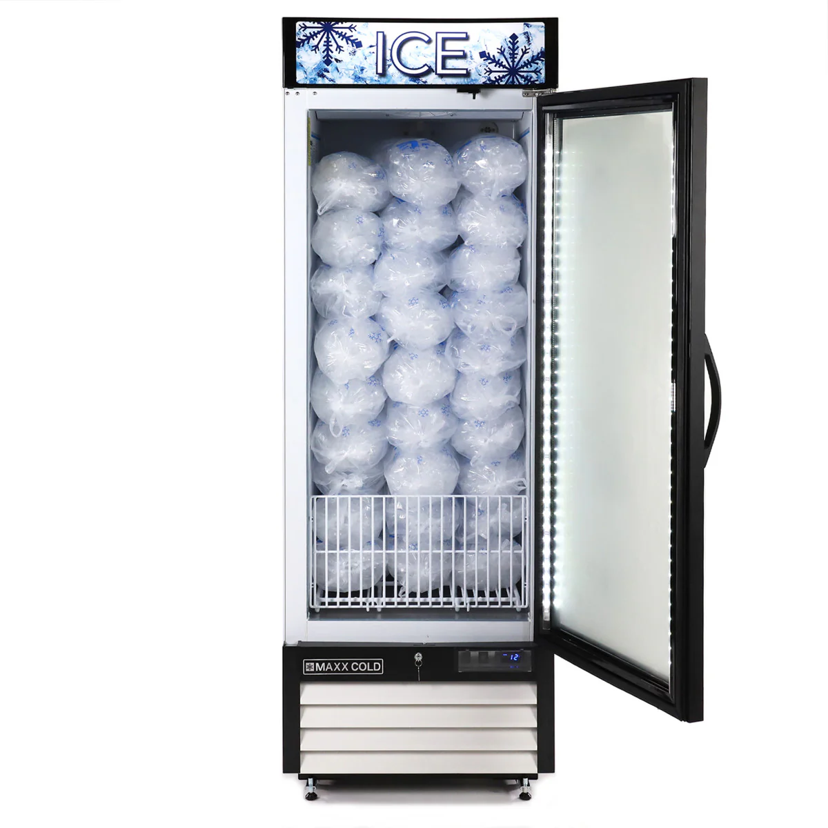 Maxx Cold 27” Glass Door Ice Merchandiser Freezer, 23 Cu. Ft. Storage, Single Door - Image 6