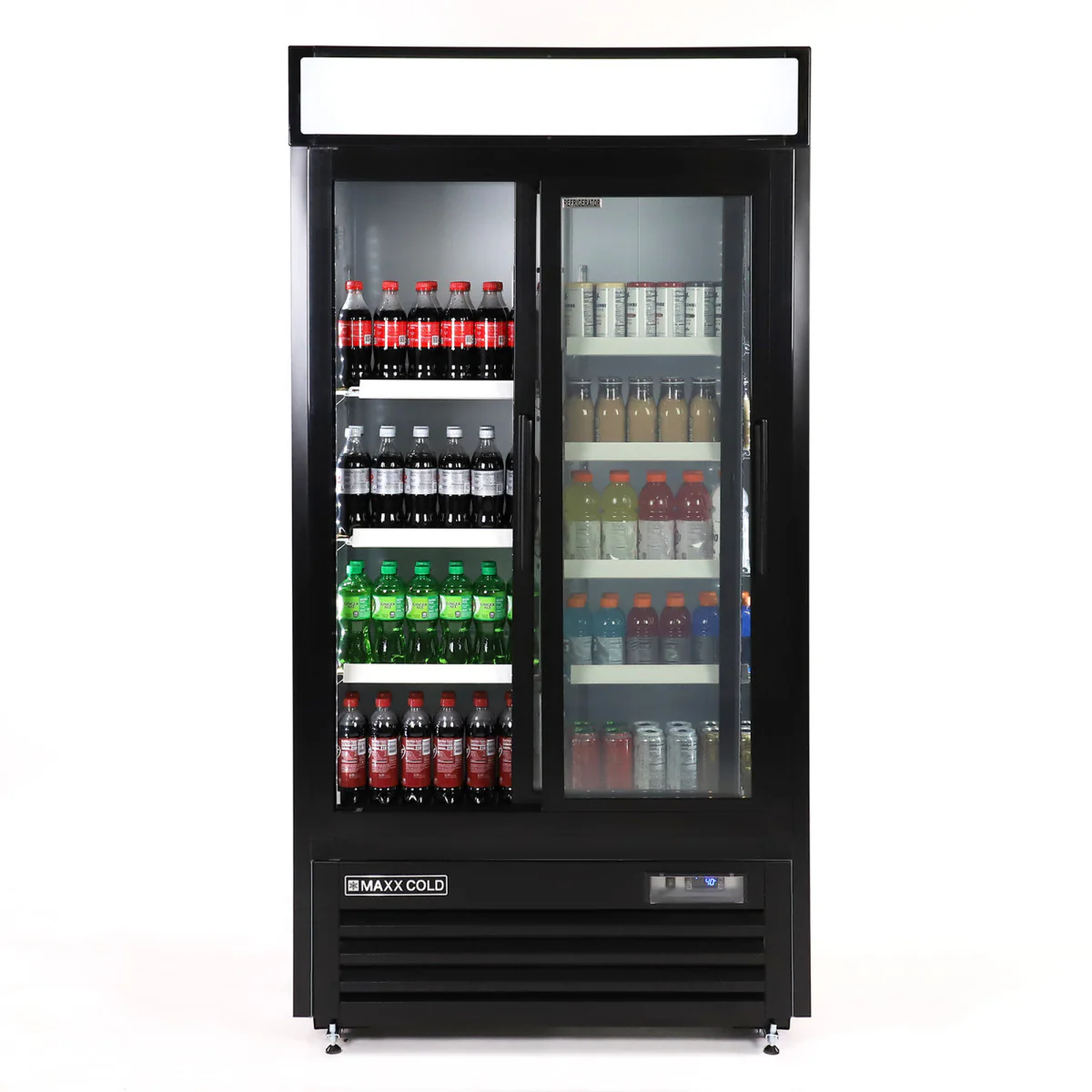 Maxx Cold Narrow Width Sliding Glass Door Merchandiser Refrigerator, Double Door - Image 2