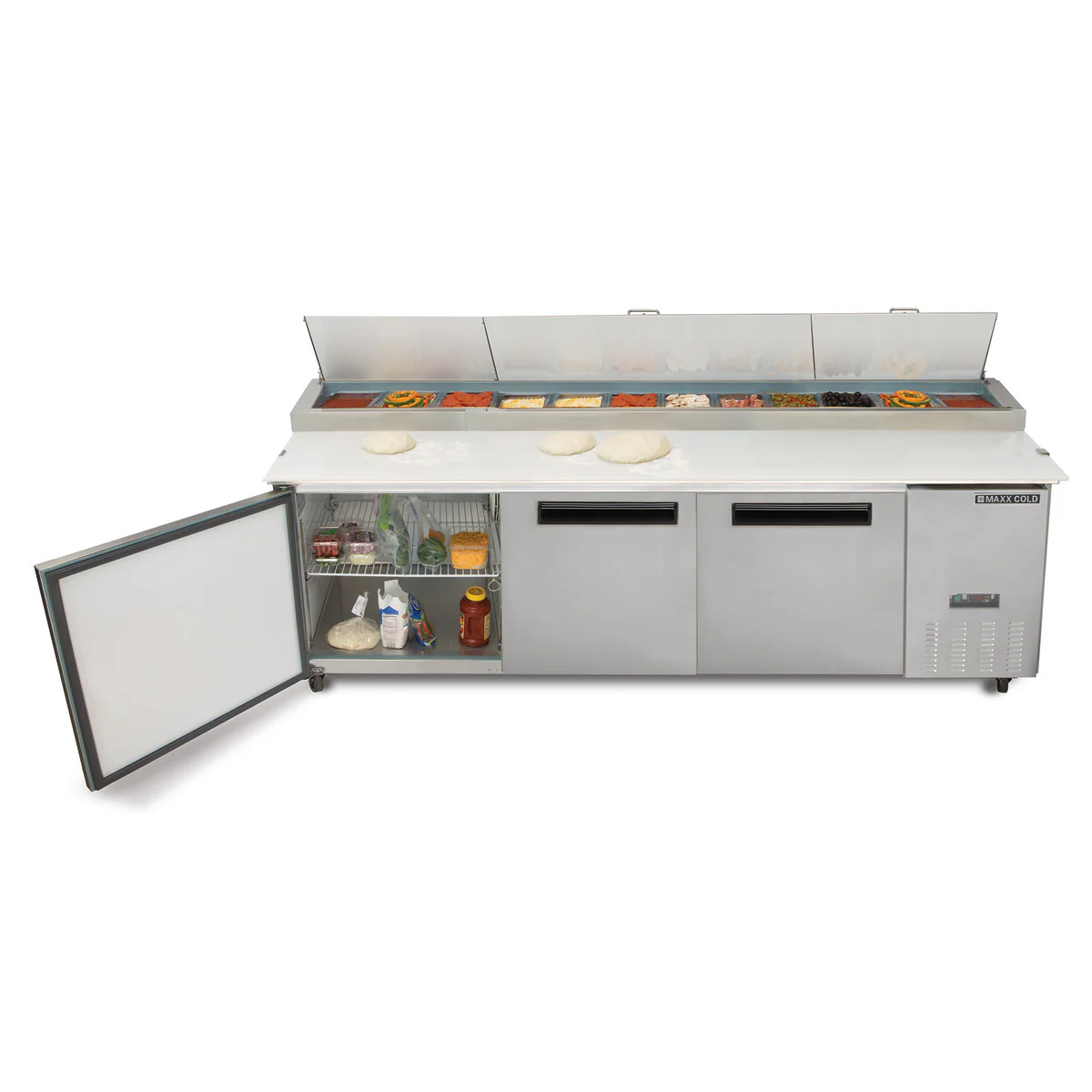 Maxx Cold X-Series Three-Door Refrigerated Pizza Prep Table - Image 4
